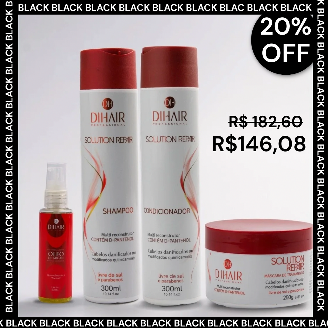 Kit Solution Repair Multi Reconstrutor 300ml + Óleo de Argan 60ml
