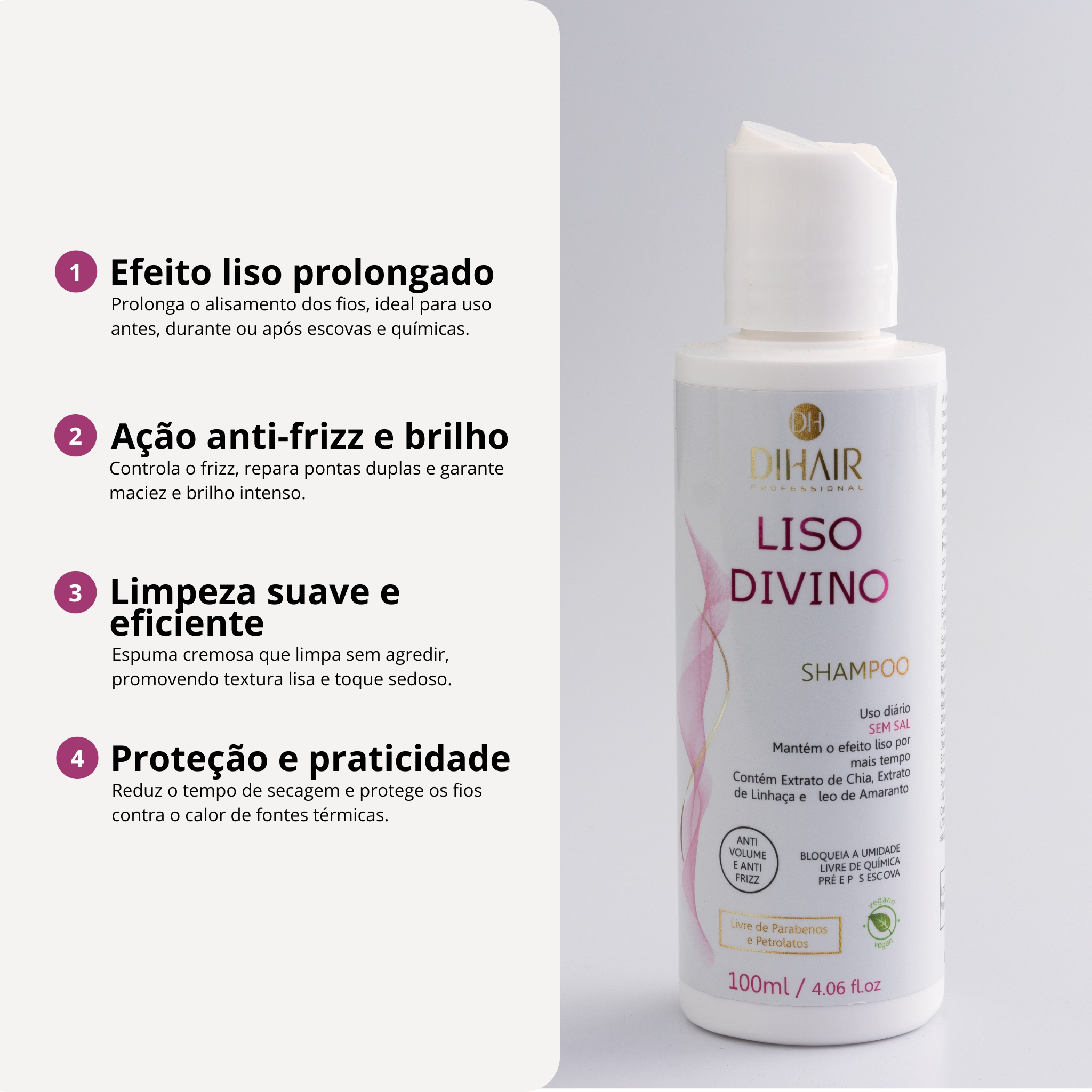 Shampoo Liso Divino 100ml - DIHAIR