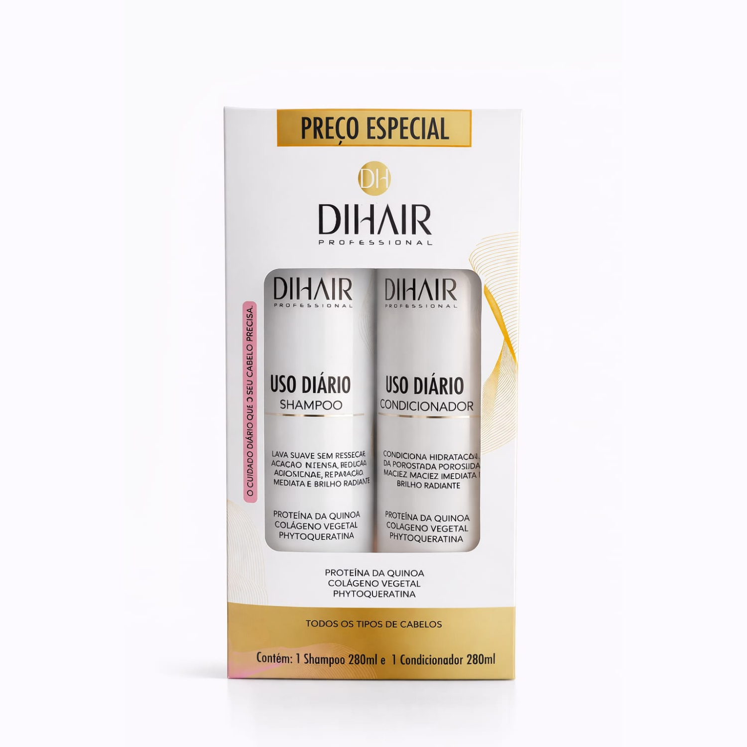 Kit Uso Diário Shampoo 280ml + Condicionador 280ml - DIHAIR