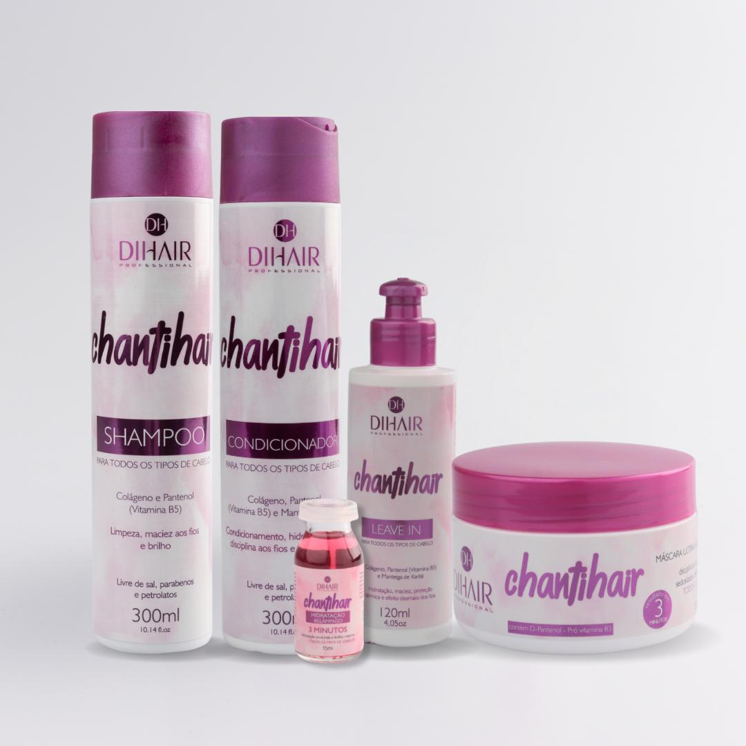 Kit Completo Chantihair: Shampoo, Condicionador, Leave-in, Máscara e Ampola