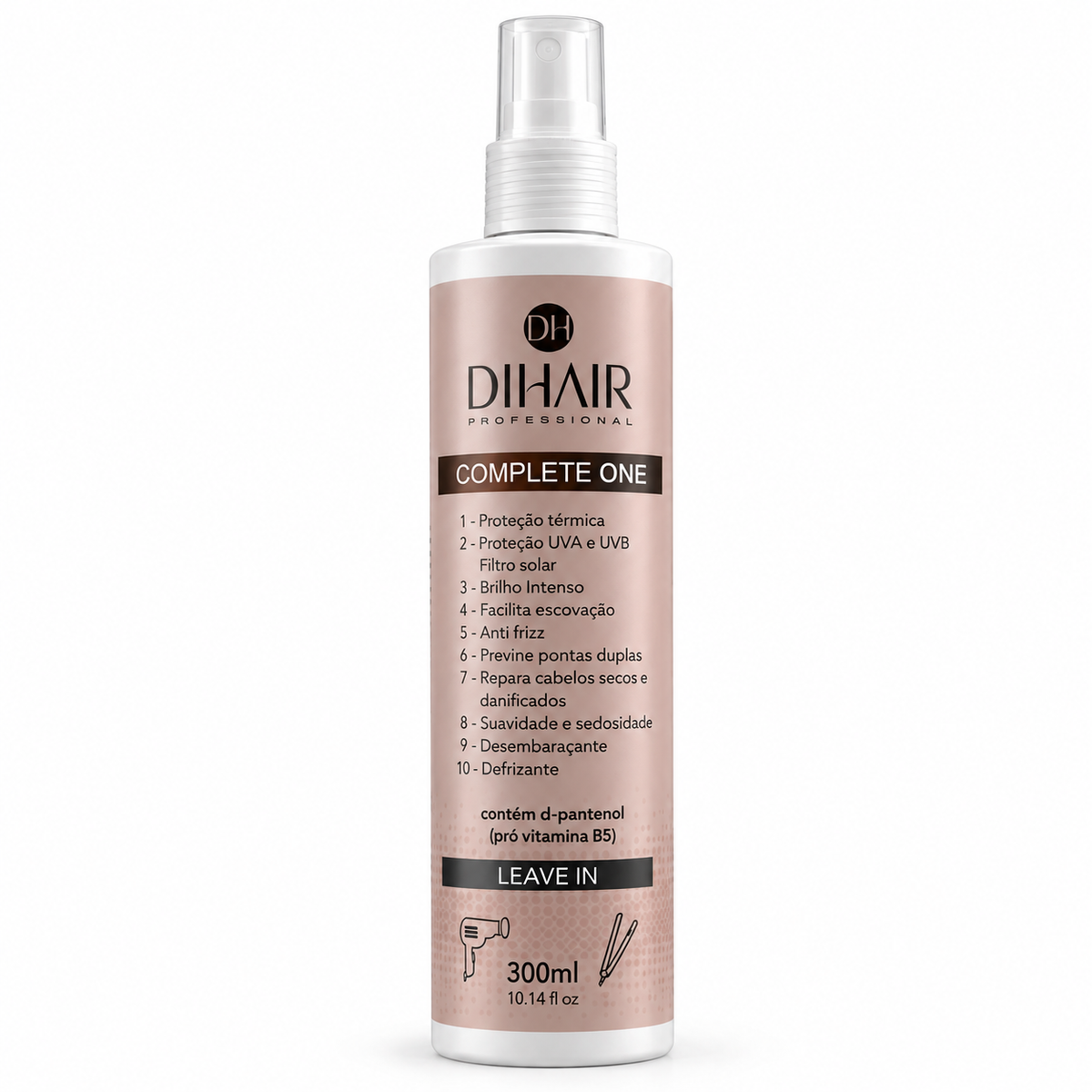 Complete One 300ml – Leave‑in com Proteção Térmica, Anti‑Frizz e Desembaraço Fácil - Dihair