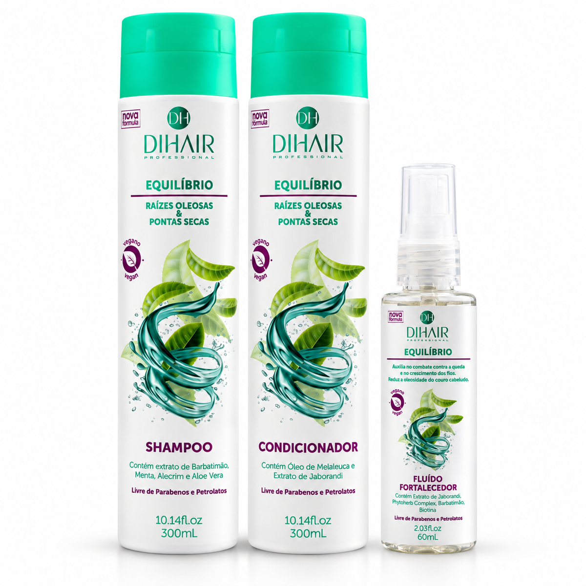 Kit Equilíbrio: Shampoo, Condicionador e Fluído Fortalecedor