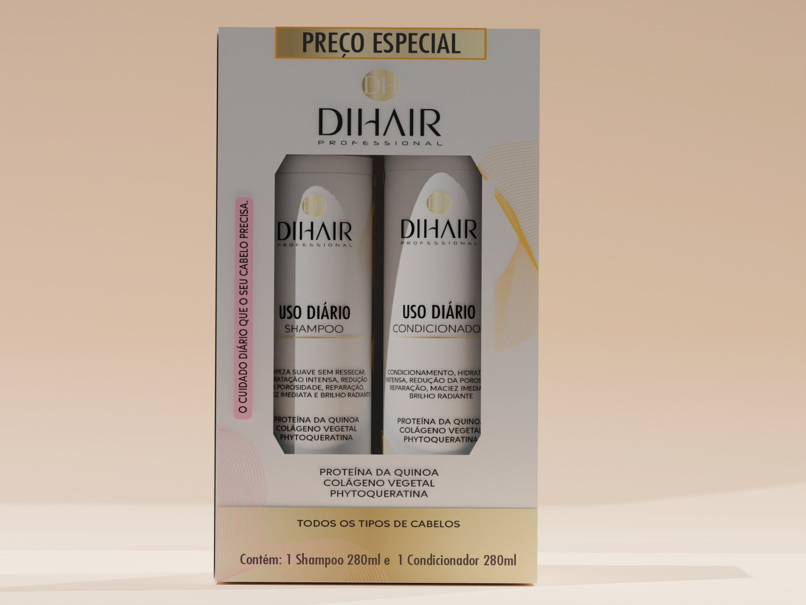 Kit Uso Diário Shampoo 280ml + Condicionador 280ml - DIHAIR